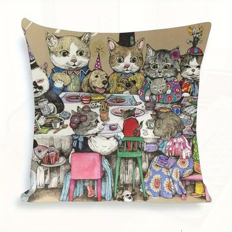 TEMU Retro Printed Pillowcases For Y Edition Soft Fabric Mustard Yellow Black