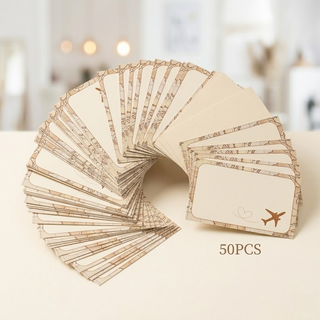TEMU 25/50 cartes de vœux vierges sur le thème du voyage, étiquettes cadeaux épaisses pour petites entreprises, cartes de table de mariage sur le