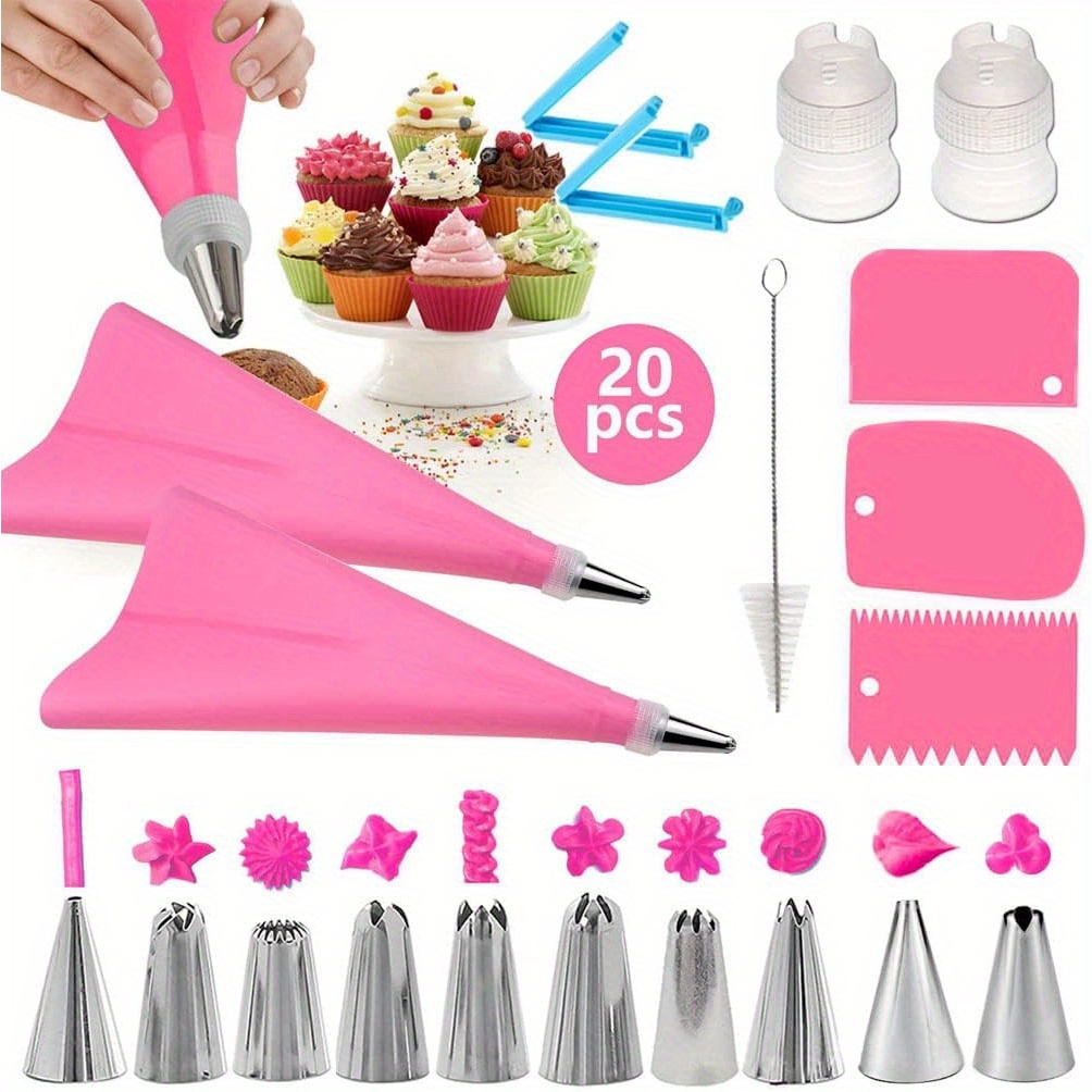 

Piping Bags And Tips Set Bake Cake Decorating Decorating Supplies For Baking Cake Decorating Tools Piping Bag And Tips Set Deviled Eggs Piping Bag Reusable Piping Bags (pink)