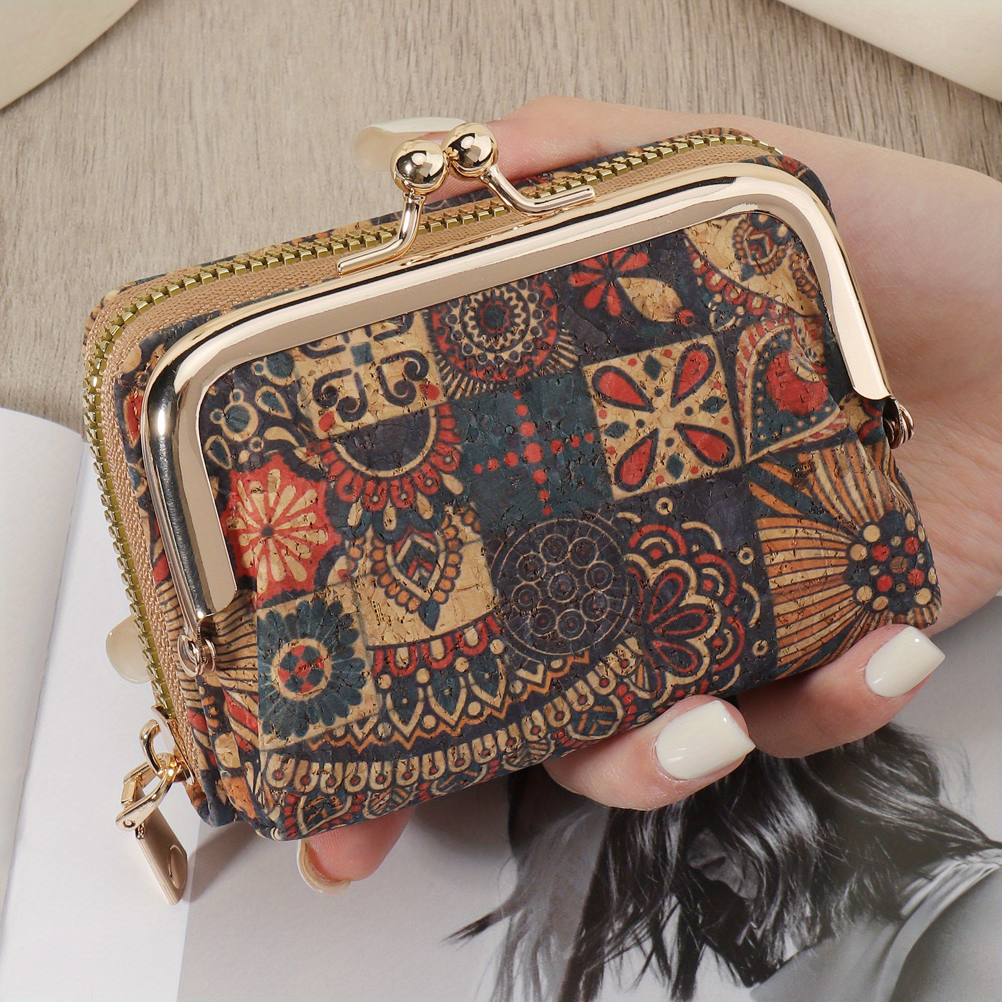 Image of New Women's Wallet, Multi Card Slot Function Wallet, Women's Elegant Folding Zipper Wallet, Multi Functional Large Capacity Women's Wallet Handbag Storage Bag