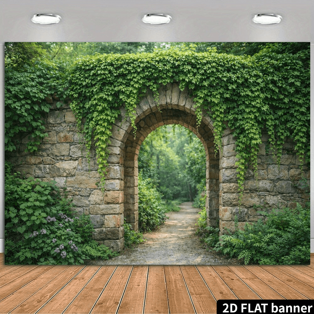 TEMU 2d Flat, 1pc 2d Flat Banner, Thickened Arch Vine Backdrop Suitable For Photography, Suitable For Outdoor Parties, Suitable For Wall Hanging &