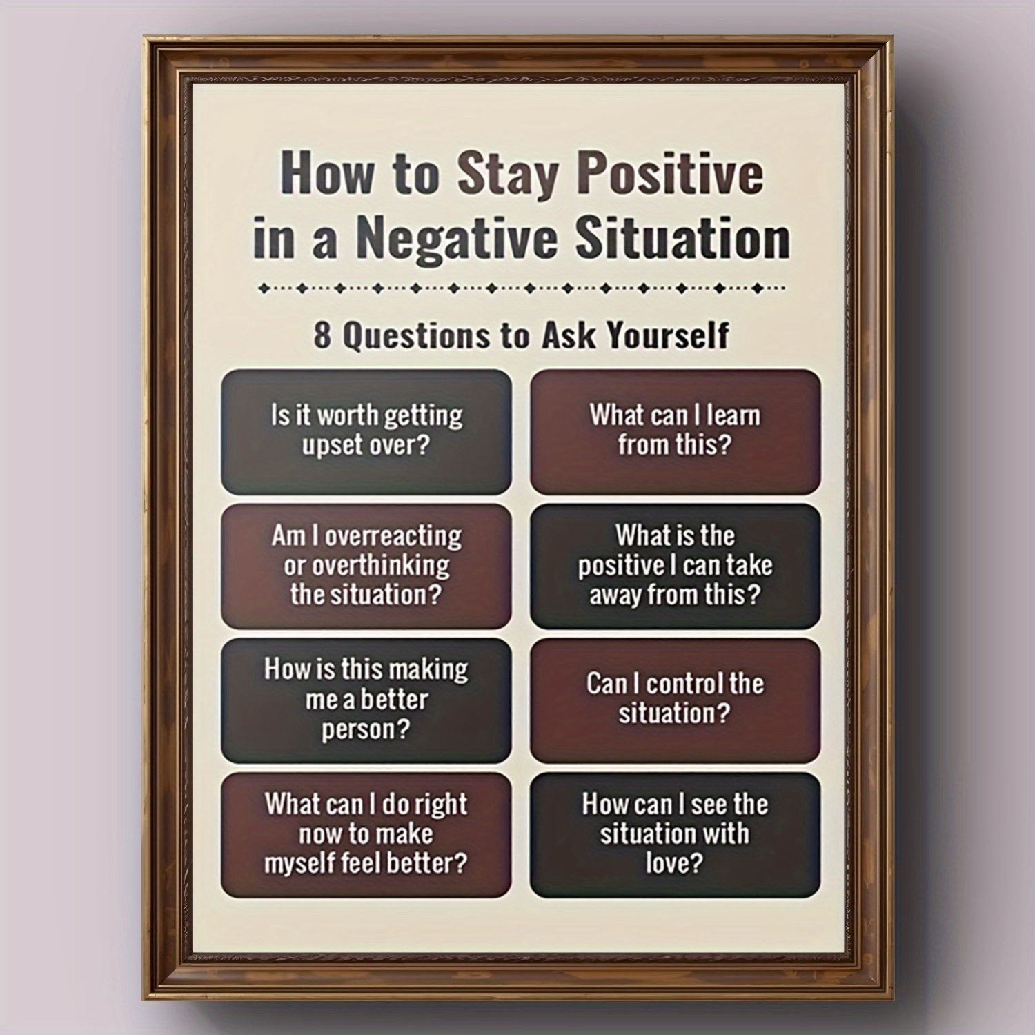 

1pc Inspirational Poster "how To In A Negative ", Frameless Motivational Print, 12inx16in, With 8 Self-reflective Questions For Bedroom, Living Room, Home Wall Decor