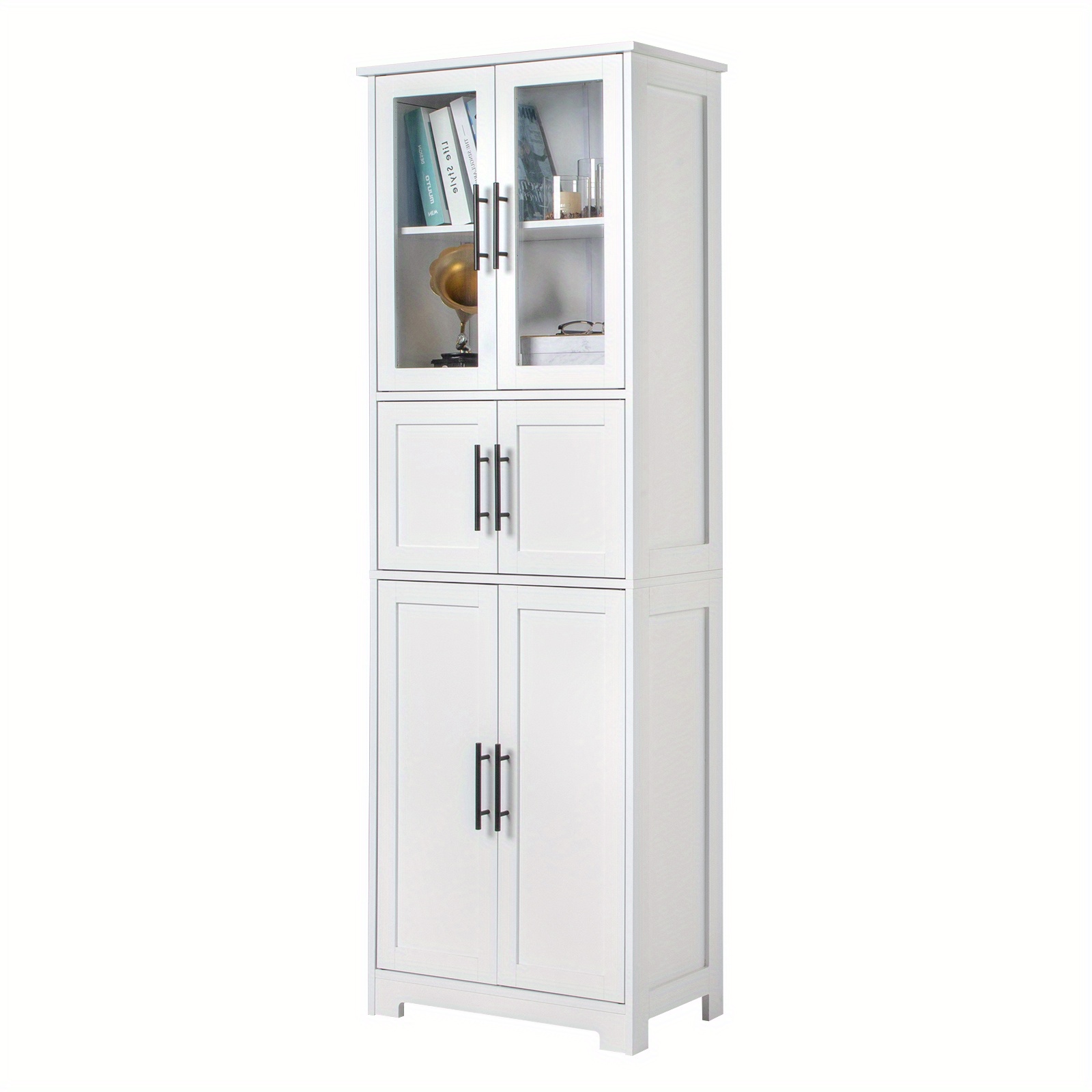 Spray Paint 6 Doors Bathroom Cabinet White, Portable Closets