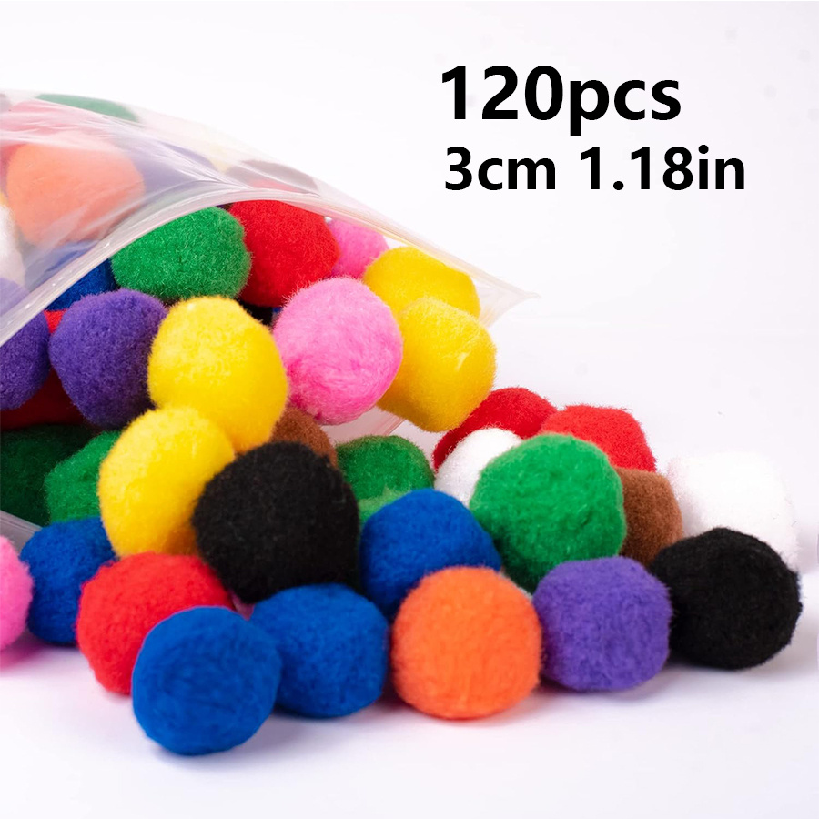 Image of 120pcs 3cm Colorful Plush Cat Teaser Toy Balls (random Color Ship) Chew Durable Cat Toy Balls Cat Training Toy Balls For Cat And Supplies Jxb, Without Battery