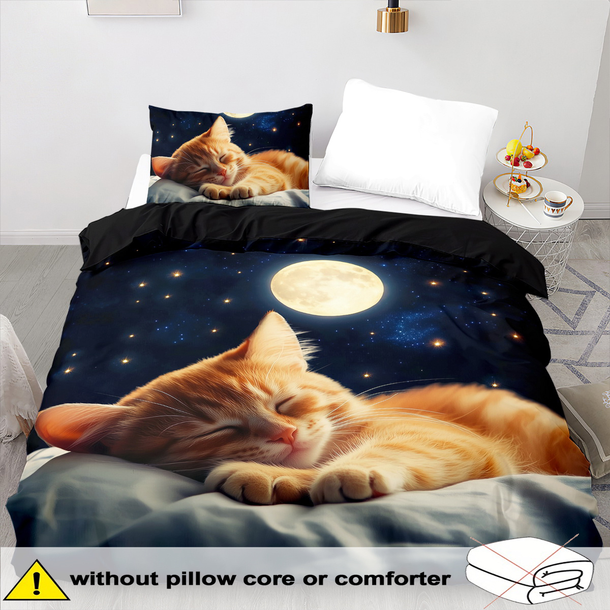 TEMU Cat-themed Duvet Cover Set - 2/3pcs, Soft, Comfortable, And Breathable, Animal-themed Printed Bedding, Cute Cat Print Duvet Cover Set, 100%