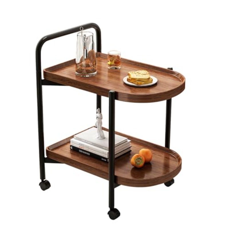 item picture 2 tier end   table with rolling wheels hand cart bedside table small coffee table for living room bedroom bathroom balcony and office c brown