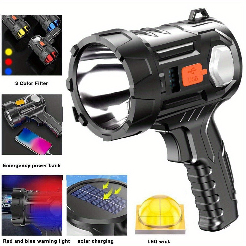 

3000lm Solar Rechargeable Led Spotlight Flashlight