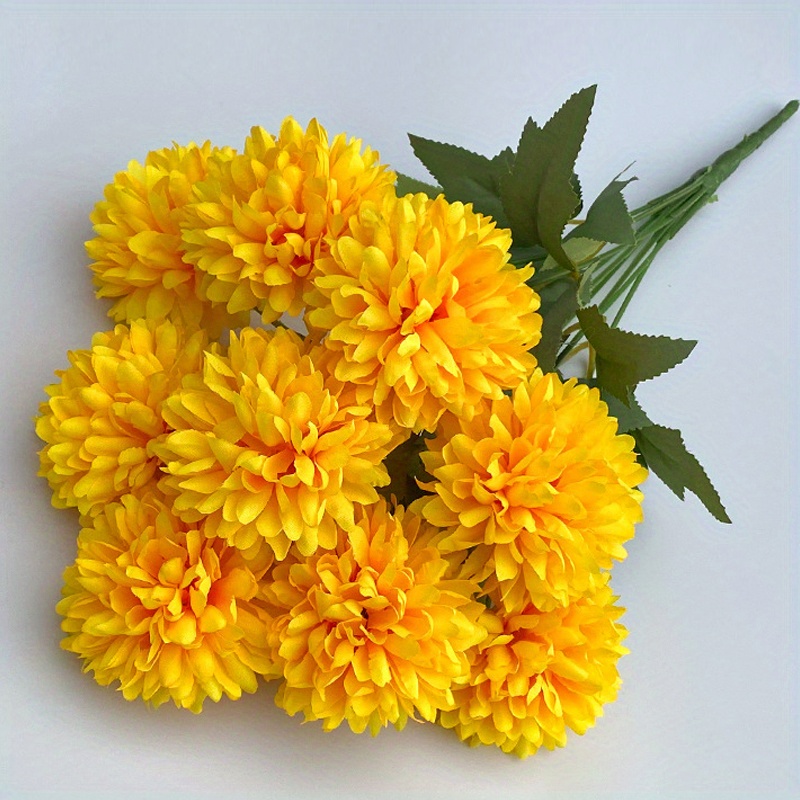 TEMU 1pc 42cm 9 Head Bundle Ball Chrysanthemum Furniture Wedding Shooting Props Decoration Simulation Flowers