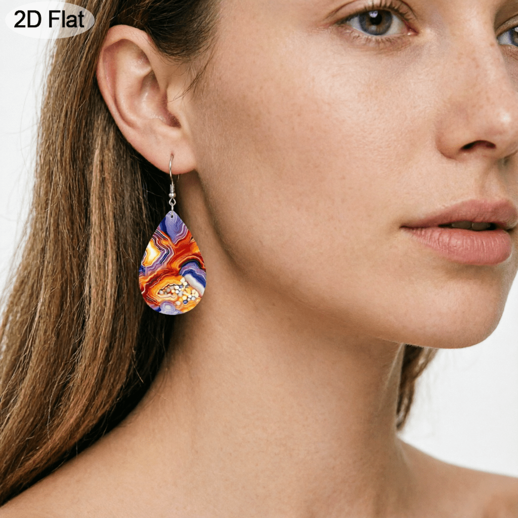 Vintage Natural Print Teardrop Drop Earrings, Lightweight