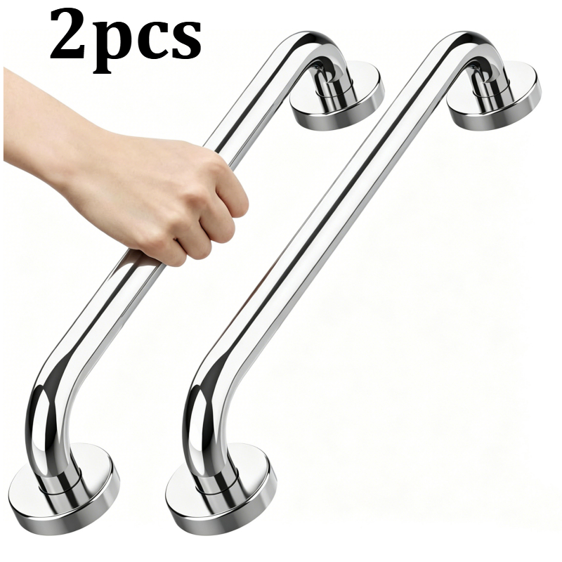 TEMU 2pcs Of 13.78-inch Stainless Steel Bathroom Grab Bars, And With Strong Anti-slip Performance, In The Bathroom! A For Preventing Falls In