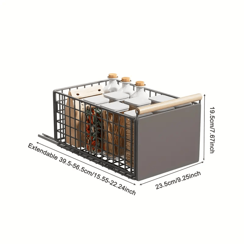 1pc Of Space-efficient Pull-out Storage Basket - Made Of Metal, Suitable For Kitchen And Bathroom Cabinets, Shelf Baskets