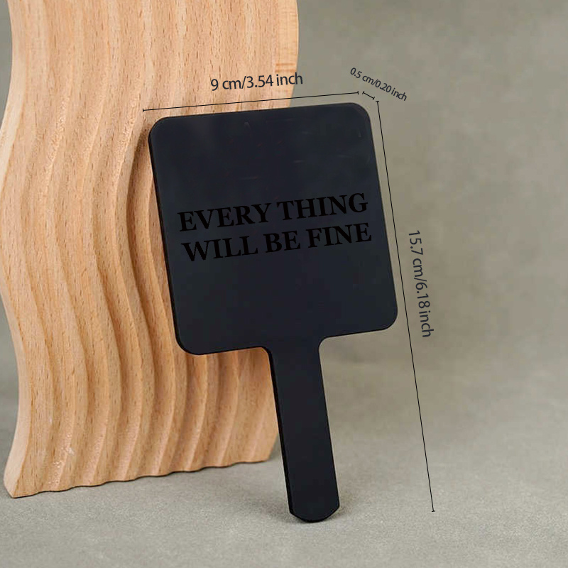 Portable Handheld Square Mini Mirror with Inspirational Quote