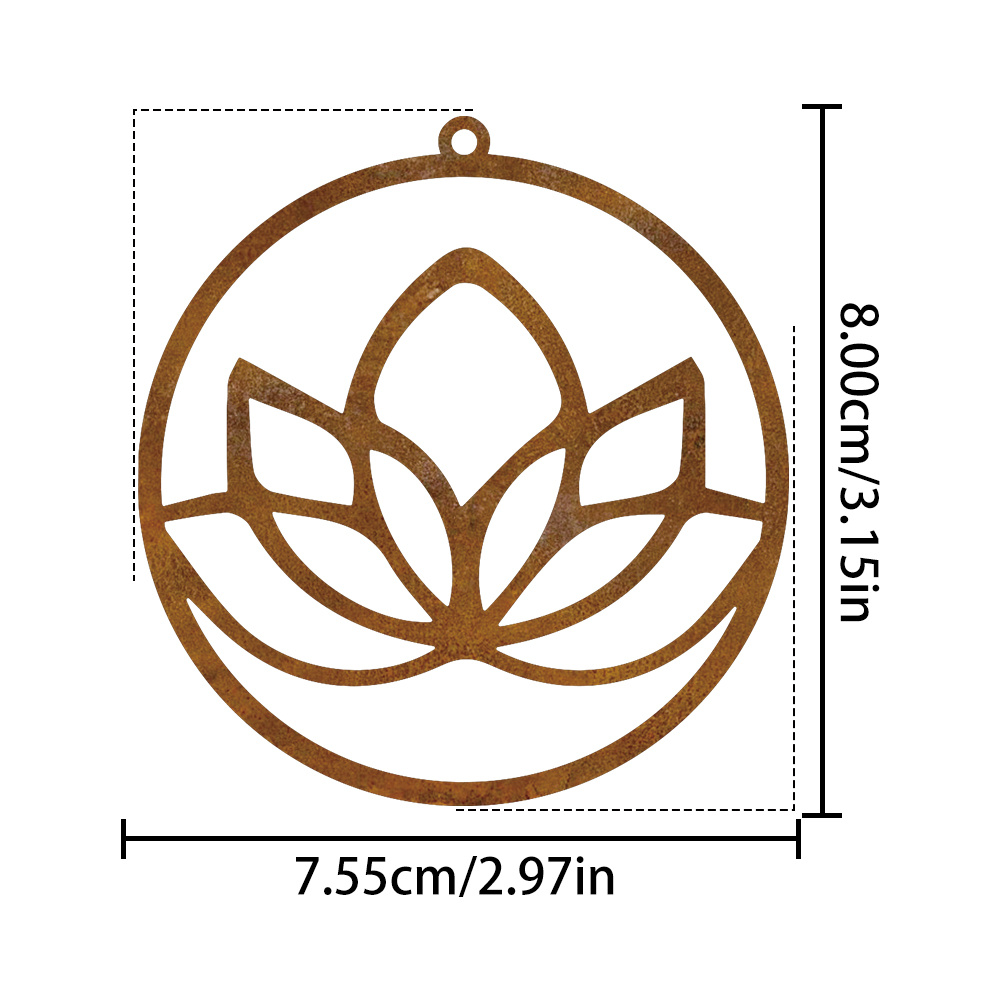 TEMU 2d Flat, Rust-colored Metal For Lotus Hanging Ornament, 2d Flat Design, Suitable For Spring/summer Decor, Home Wall Decor, , And Party Hangings,