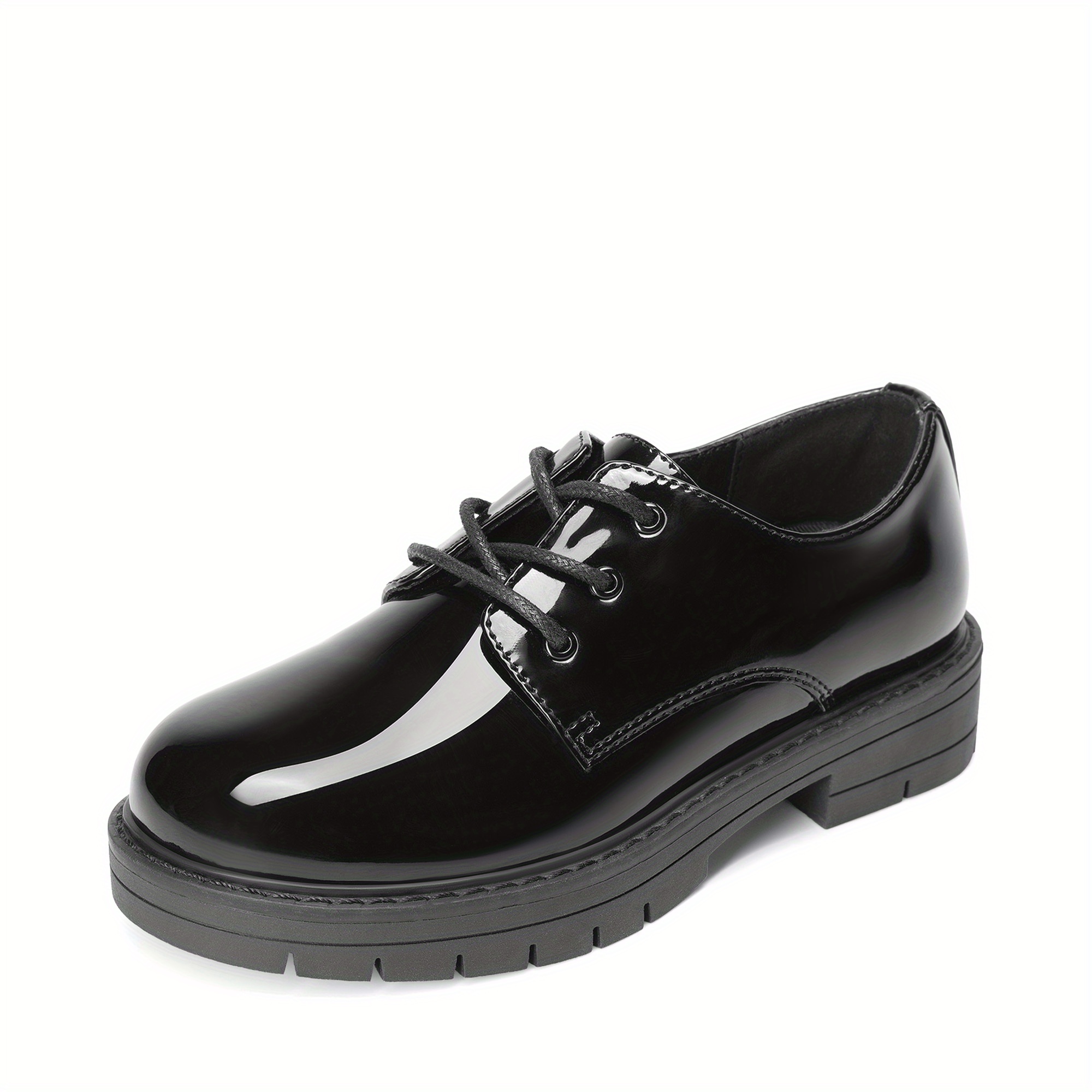 garage black dress Black Leather Lace Up Kids School Shoes