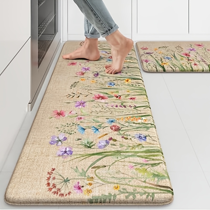 TEMU Scalloped Embossed Kitchen Mats For Floor, Cushioned Foam Kitchen Rugs, Non-slip Washable Standing Mat For Office Sink Laundry, Black