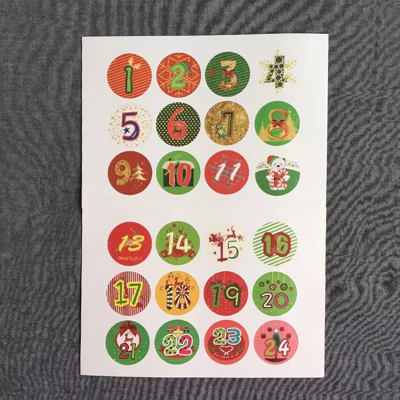 1 Digital Christmas Gift Sticker Advent Calendar Sticker Multi-functional Diy Gift Wrapping Label Decoration