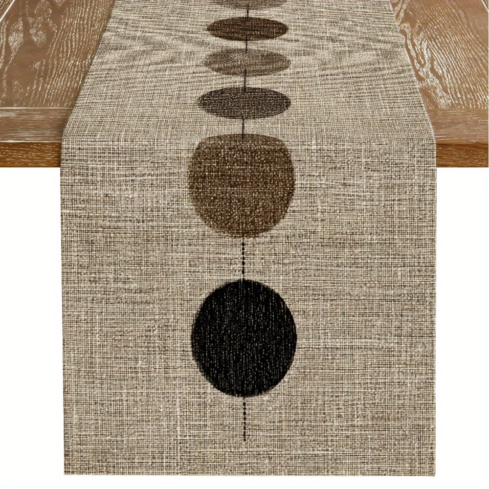 TEMU ., Solide Runde Vertikale Tischdecke, Grau-Braun Farbverlauf Ganzjahres-Tischdecke, Minimalistischer Geometrischer Stil, Bedruckte Tischdecke