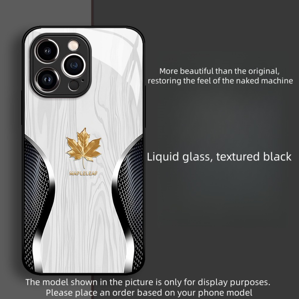 [Retro Fingerprint-resistant Phone Case] Business Texture Maple Leaf Liquid Tempered Glass Phone Case Simple, Business Style, Retro, Drop-proof, Fingerprint-resistant, Easy to clean Protect your phone, great gift for yourself and others! Suitable for iPhone 11/11 Pro/ 11 Pro Max/ 12/12 Mini/12 Pro/12 Pro Max/13/13 Mini/13 Pro/13 Pro Max/ 14/14 Plus/14 Pro/14 Pro Max/15/15 Plus/15 Pro/15 Pro Max/16/ 16 Plus/16 Pro/16 Pro Max