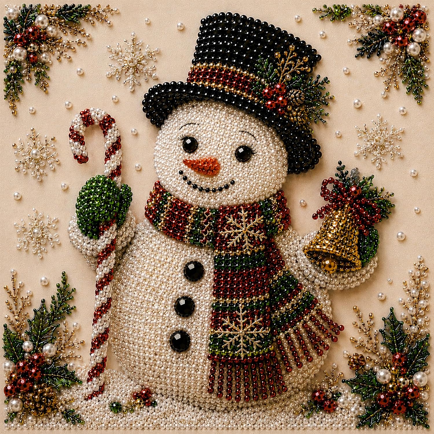 TEMU Kit de Perles Artistiques de Noël - 11,8 x 11,8 po ( de Neige de Noël) ; Comprend des Perles Rondes, des Transparents, un Ensemble Complet