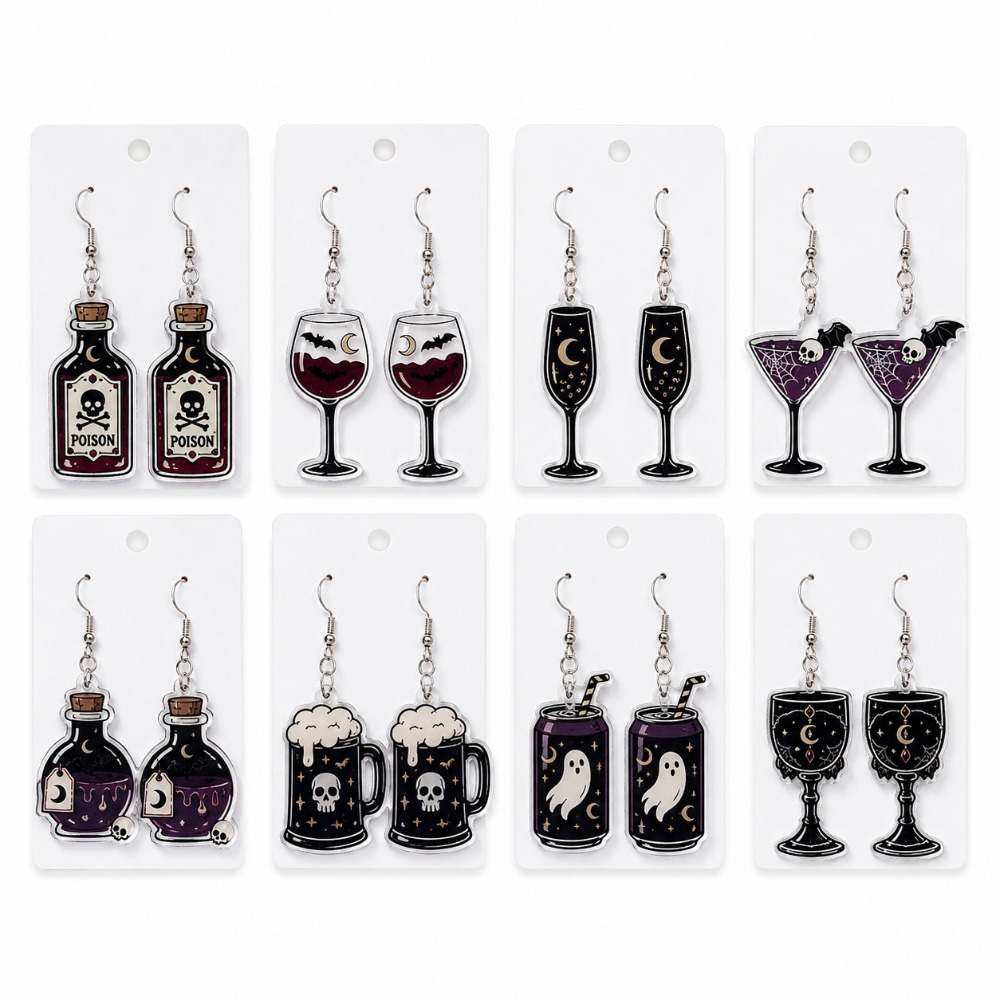 TEMU 16pcs/8 Pairs. Women's Gothic Style Earring Set / Fashion Trend / Halloween / / Oktoberfest Themed Decoration. Suitable For Parties / Office