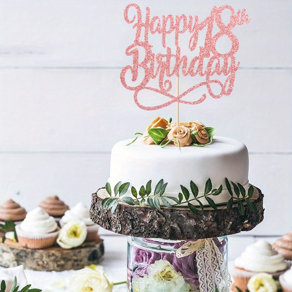 Cakeshop Kuchendekoration Mit Glitzer – Personalisierbar Für Geburtstag 1-10, 16, 18, Lila, Mit Spießen