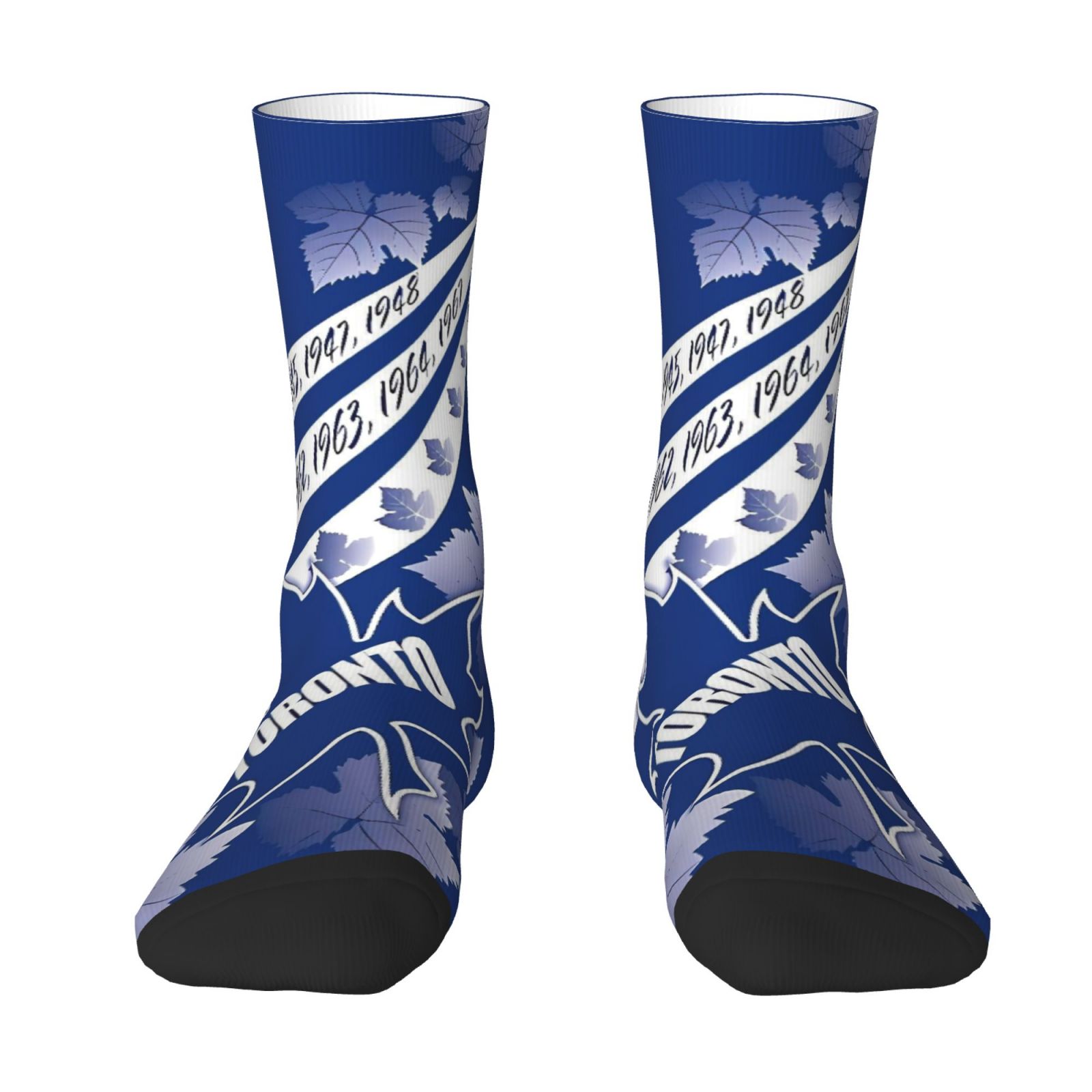 TEMU 1 Paire de Chaussettes Homme/Femme Imprimées - Motif Feuille d'érable de Toronto, Style Créatif Toutes Saisons, Design Thématique Unique, Tissu