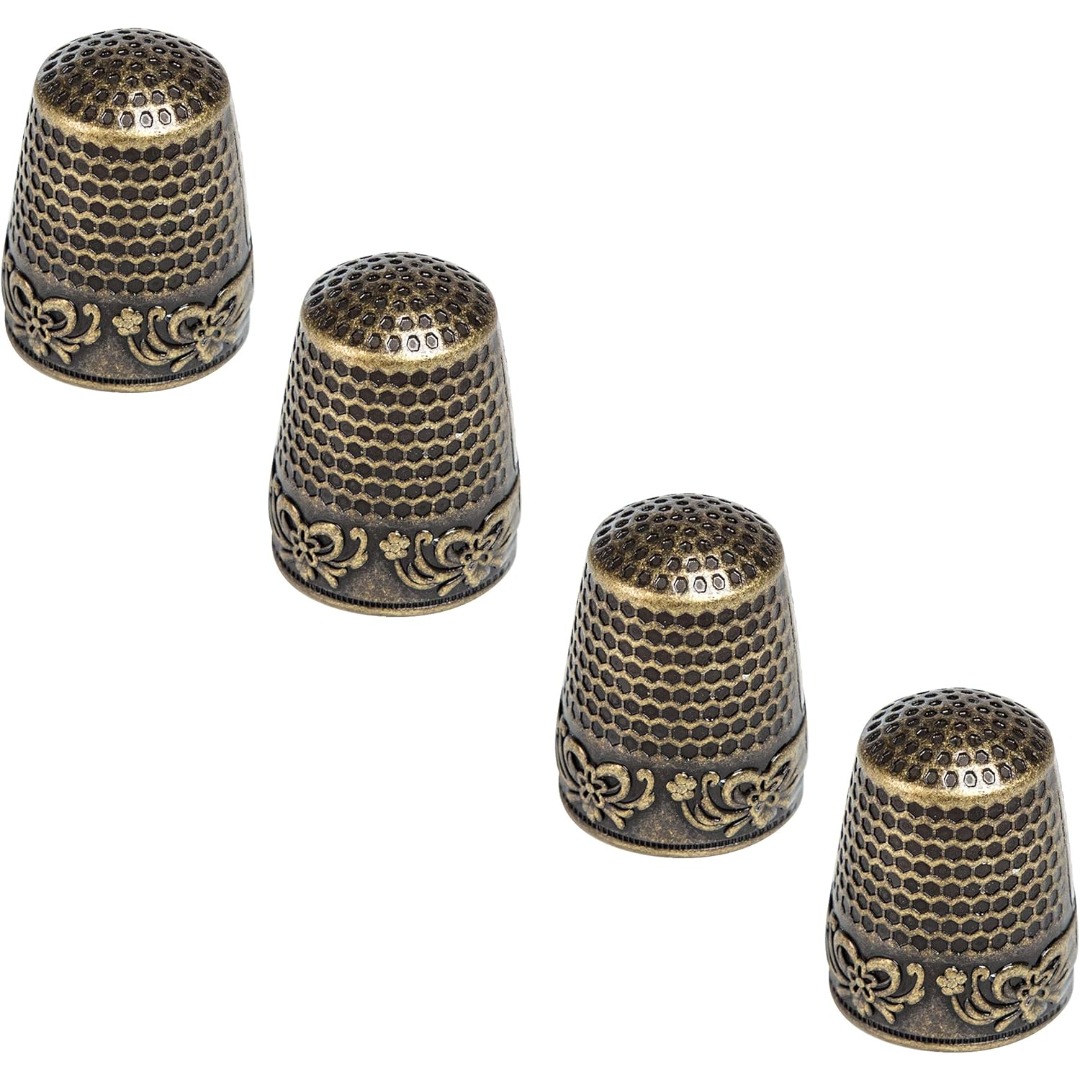 E-shop 4er-Set Nähfingerhüte, Metall-Nähfingerhüte Fingerschützer, Zubehör DIY-Nähwerkzeuge, schillernd golden