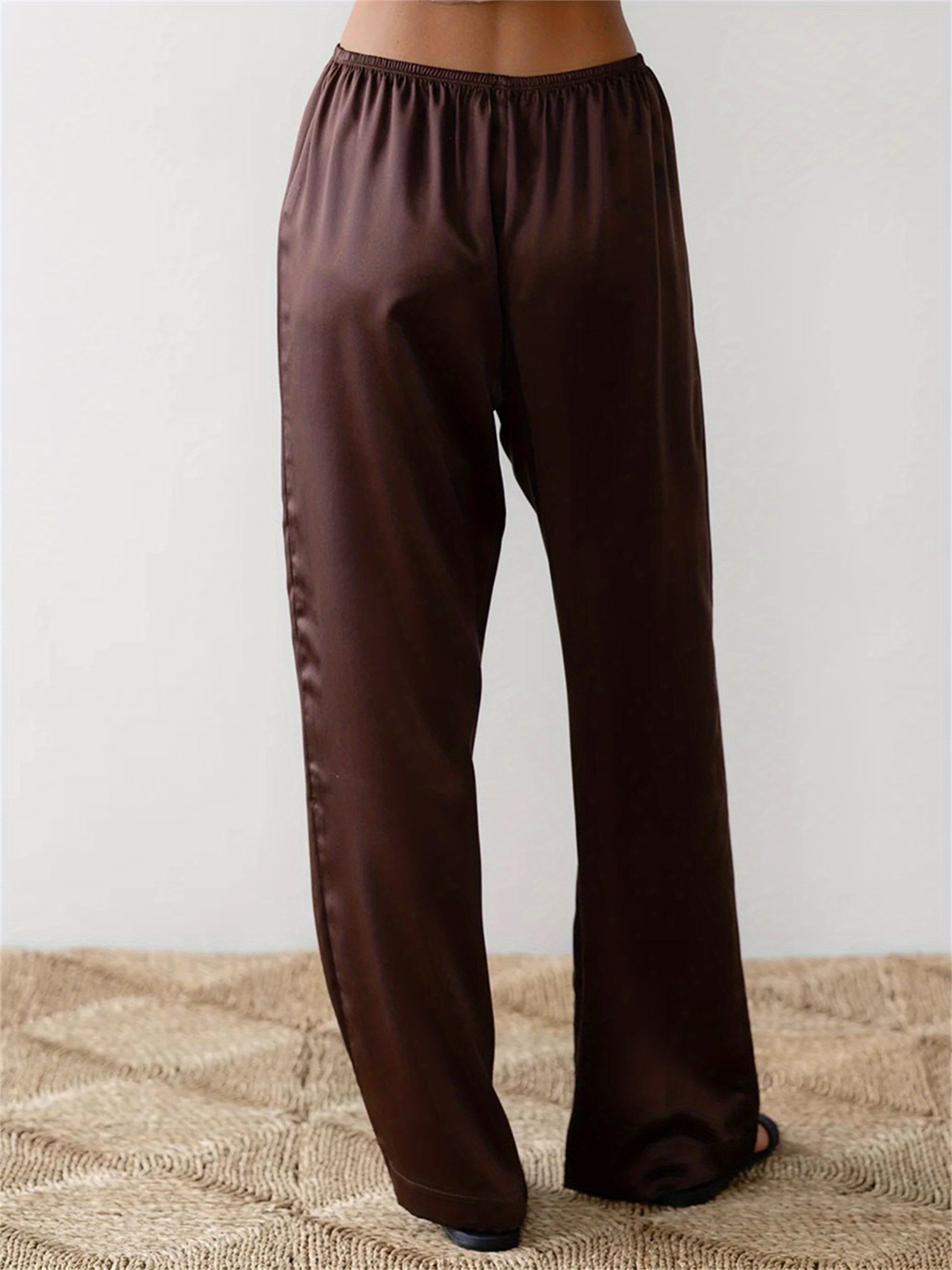 women satin wide leg dress pants casual dressy long flowy - Temu Canada