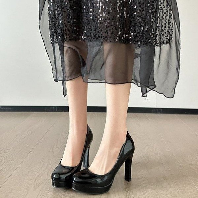 black platform heels closed toe sold on Temu United States