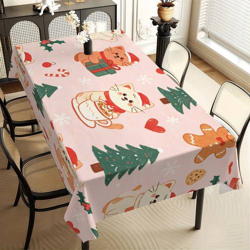 cute gingerbread tablecloth suitable for use machine made rectangular square table cover with festive prints fabric for parties daily dining table decor care kitchen home aesthetic