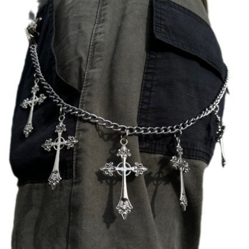 2pcs gothic abi cross waist chain necklace dark retro y2k - Temu display picture 1