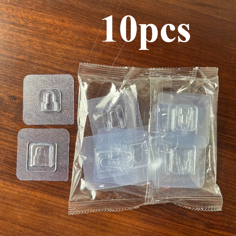 TEMU Ganci adesivi forti da 10 pezzi senza lasciare , fibbie a , senza foratura, multifunzionali, impermeabili, per bagno, cucina, casa, da appendere
