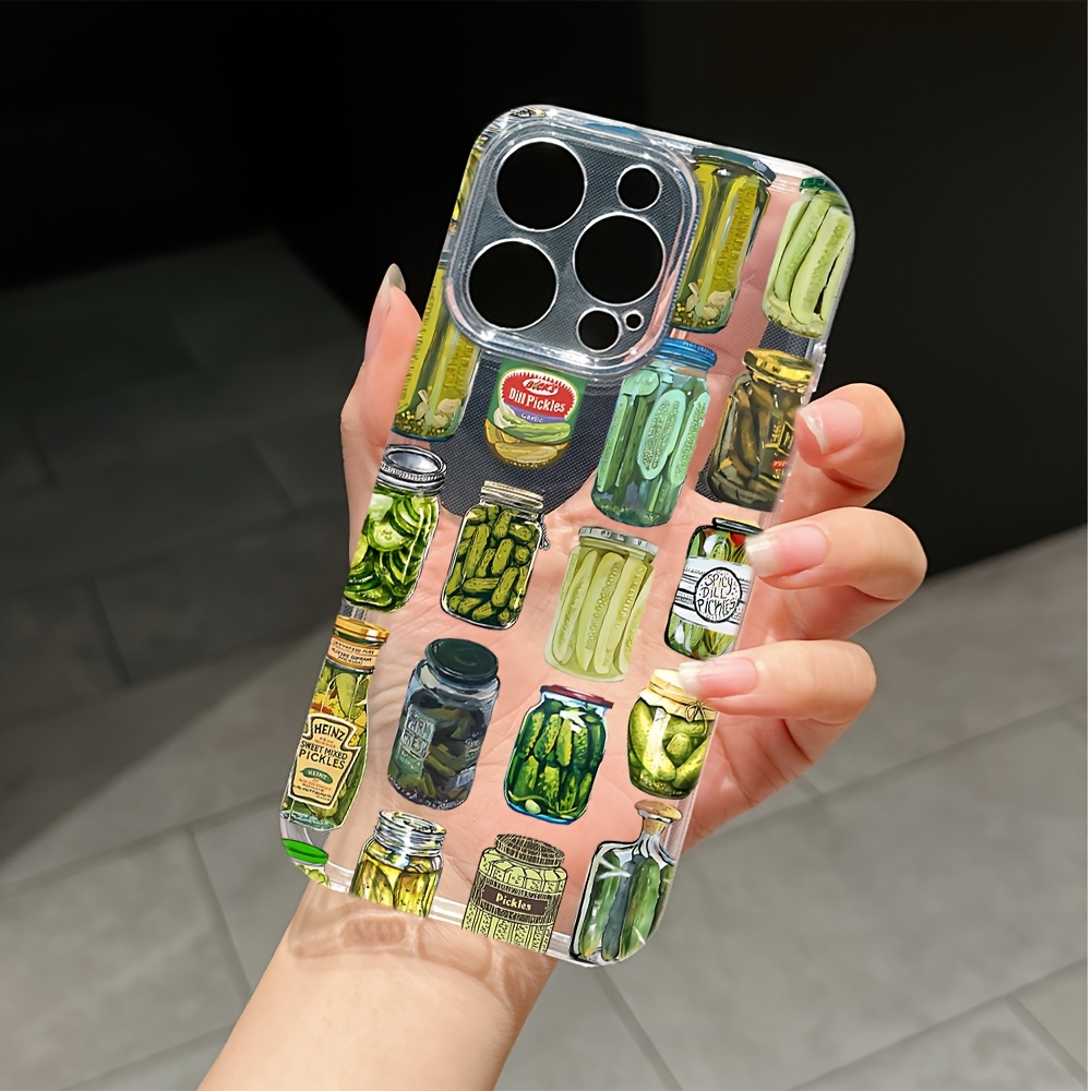 TEMU Phone Case - Phone Case: Creative Pickle , Compatible With For Iphone 17/16e/16/15/14/13/12/11 Pro Max/mini/air/xr/xs/x/7/8 Plus Transparent Tpu
