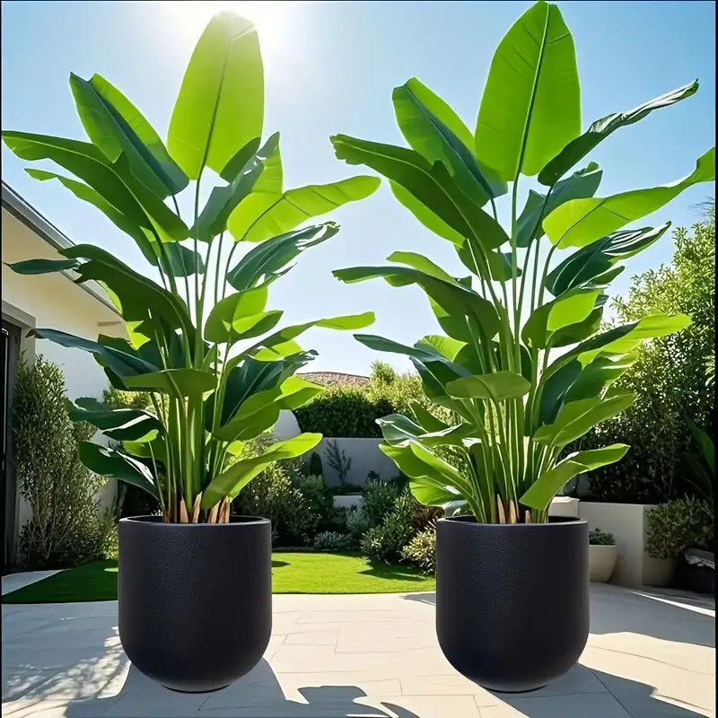1 Nordic Modern Thickened Resin Large Flower Pot with Straight Round Design, All-Weather Lightweight and Durable Wine Glass Style, Smooth Surface with Drainage Hole, Suitable for Indoor/Outdoor Artificial Plants and Greenery | Perfect for Living Room