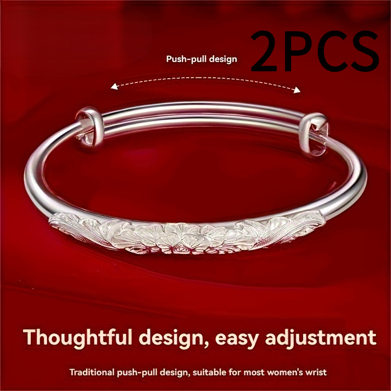 

2pcs Set Of S999 Silvery Bracelet, Silvery Bracelet, Silvery Weight 1.06 Ounces