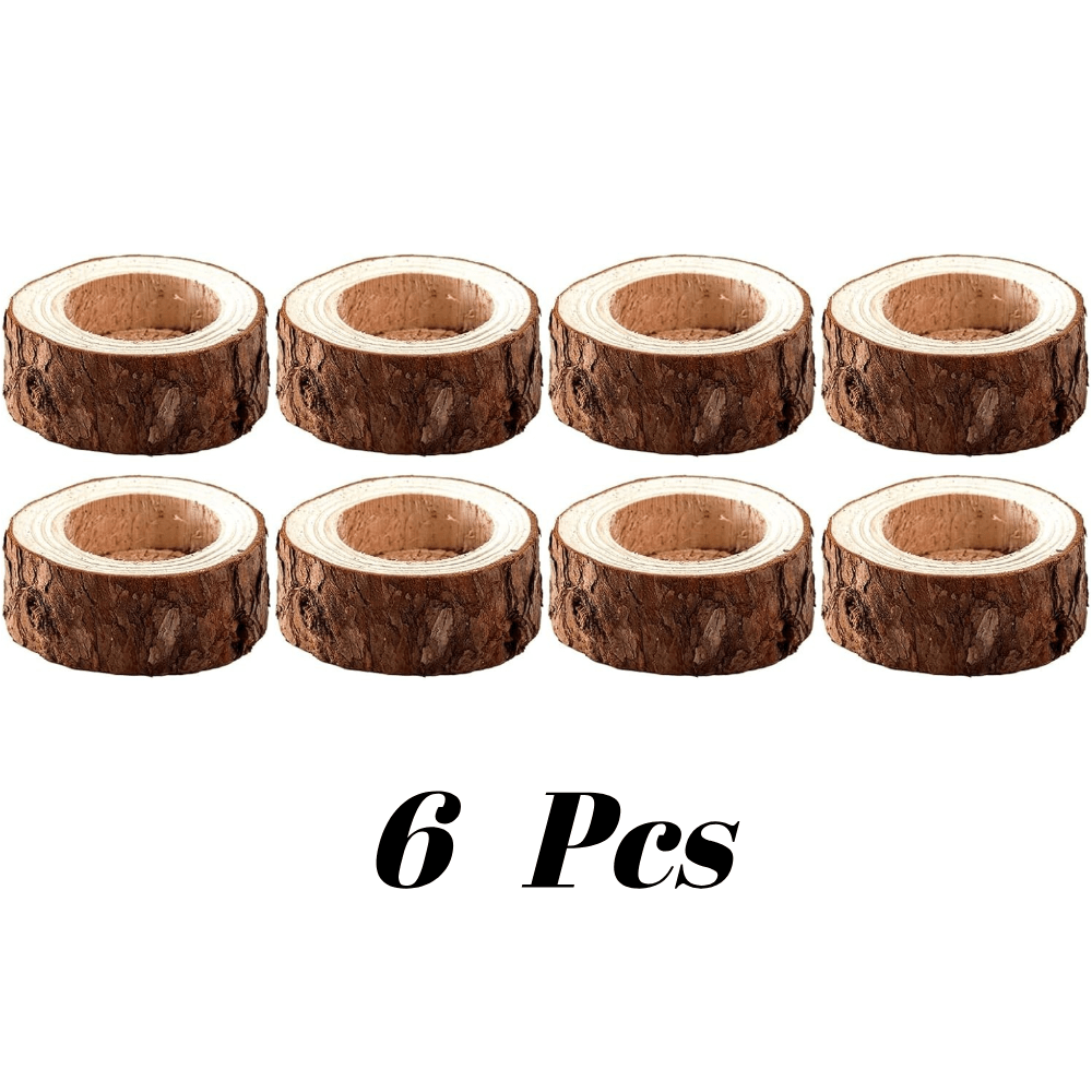 Image of 6pcs Wooden Tea Light Candle Holder Wish Candlestick, Rustic Style Wooden Column Candlestick Vintage Wooden Candlestick Set Candle Centerpiece Decoration, Suitable For Dining Table Wedding Party