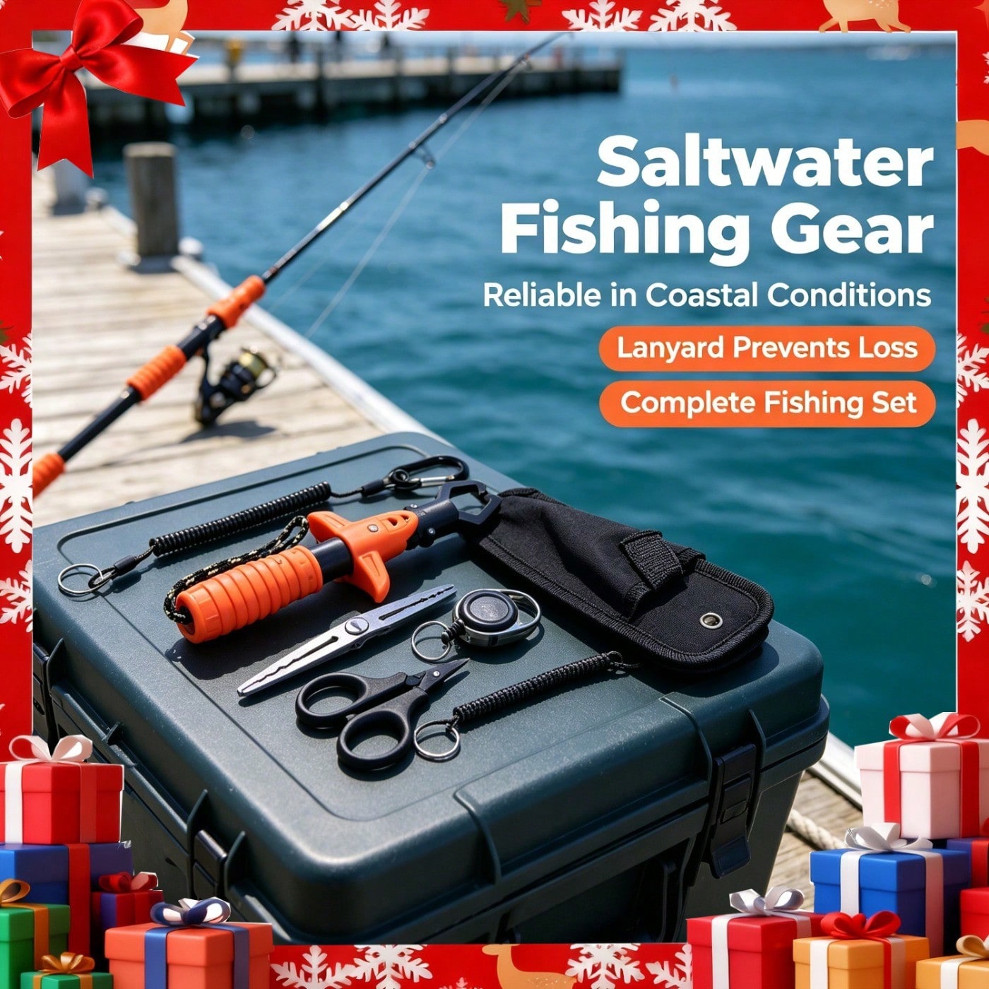 Image of 6pcs Multifunctional Fishing Gear Set, Equipped With Fish Grippers, Scissors, And Retractable Lanyards, Ideal For Freshwater And Saltwater Outdoor Fishing, Without Battery
