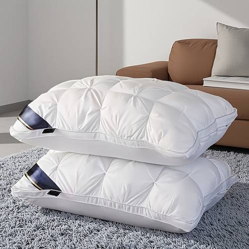 set of 2 plush pillows designed for sleep offering support ideal for side back and stomach sleepers part of collection vacuum sealed packaging home and hotel use