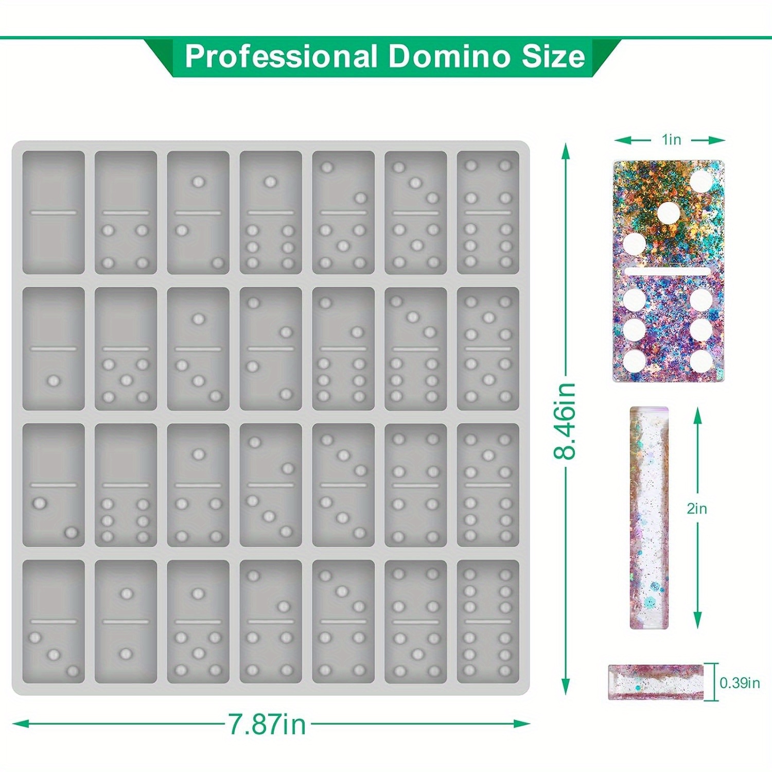 TEMU Premium Silicone Domino Molds For Resin Casting - Jumbo Size, Shiny & Scratch-free, Durable Rectangular Mold For Diy Board Games, Coasters, And