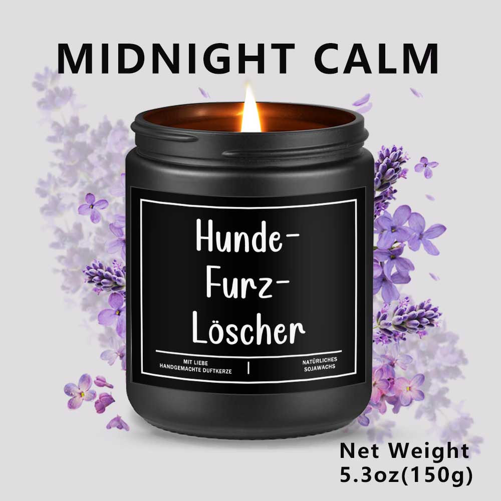 Image of Lavender Scented Glass Jar Candle Funny Christmas Quirky German Gift Sarcastic Saying Humorous Decor Perfect For Colleagues Family Holiday Seasonal Home Keepsake