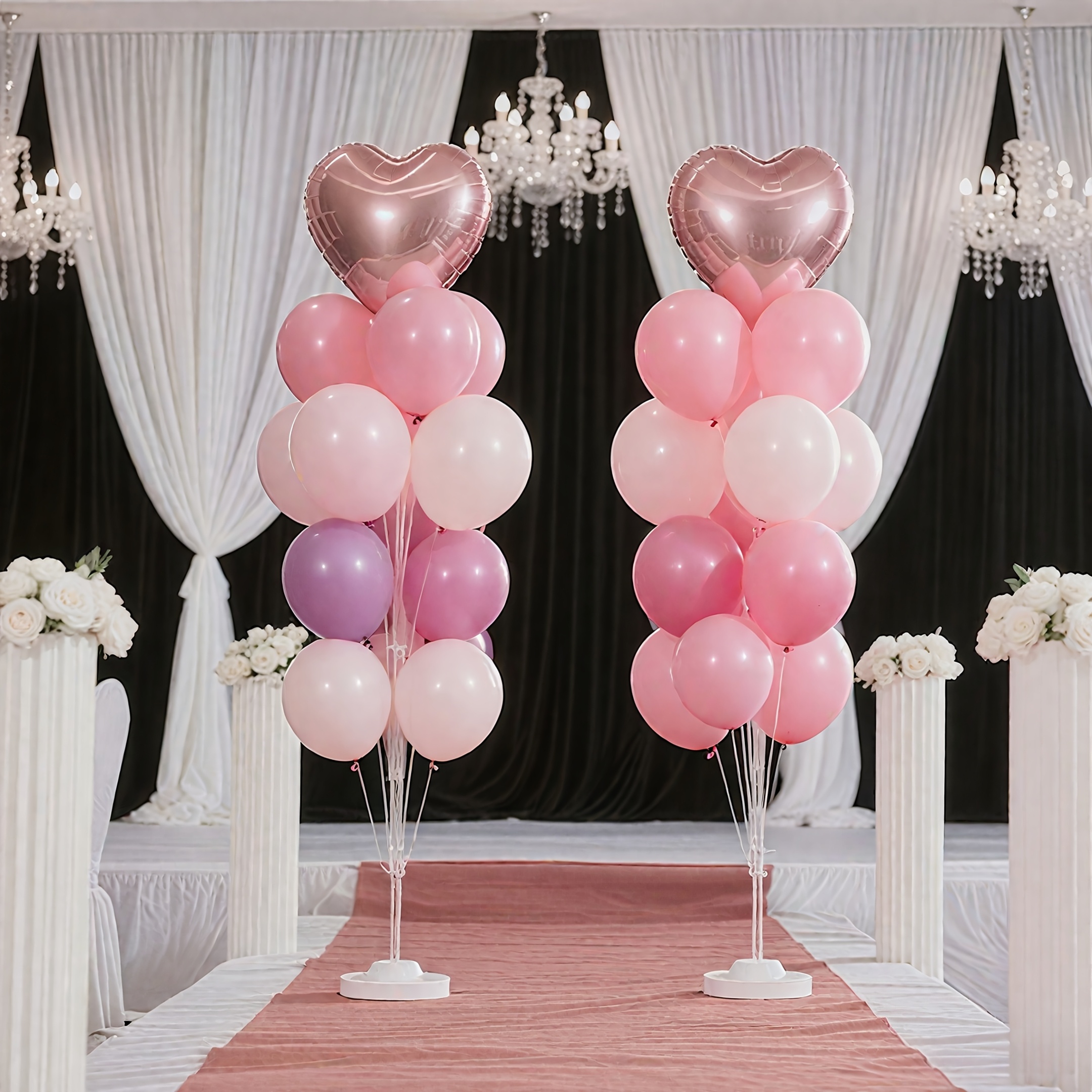 TEMU 2-pack 19-balloon Stand Set, Floor-standing Balloon Holder With Water-filled Base, Reusable Column Stand - Sturdy And Durable Plastic Material,