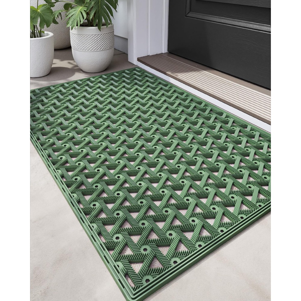 TEMU Commercial Mud Door Mat, Selectable 19 X 30 Or 24 X 36 Inch Anti-slip Heavy-duty Mud Mat With Drainage Design, Easy To Wash And Clean, Suitable