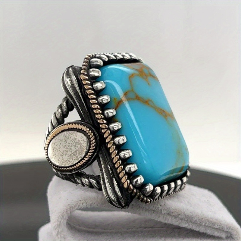 

1pc Fashion Simple Popular Square Turquoise Men's Party Wear Ring