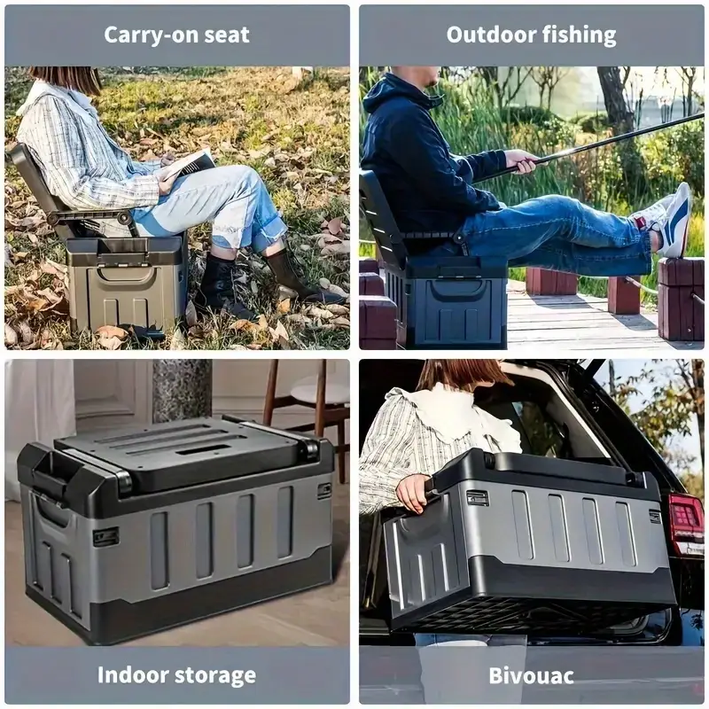60l large capacity multi purpose foldable car storage box trunk organizer with 2 colors universal camping chest for clothes toys essentials suitable for all models and used as seat organizer details 4