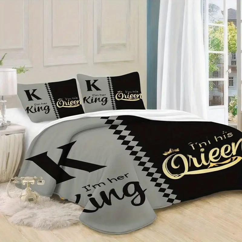 3pcs king queen couple bedding set black duvet cover matching pillowcase elegant pattern bedding series romantic bedroom home decor gift soft comfortable modern bedding 1 duvet cover 2 pillowcases Product details 6