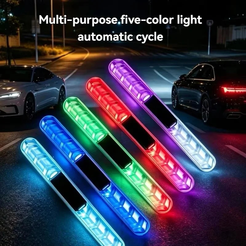 TEMU 2pcs Solar Car Door Anti-collision Warning Lights, Multicolor Led Flashing Car Decoration Lights, Car Welcome Lights