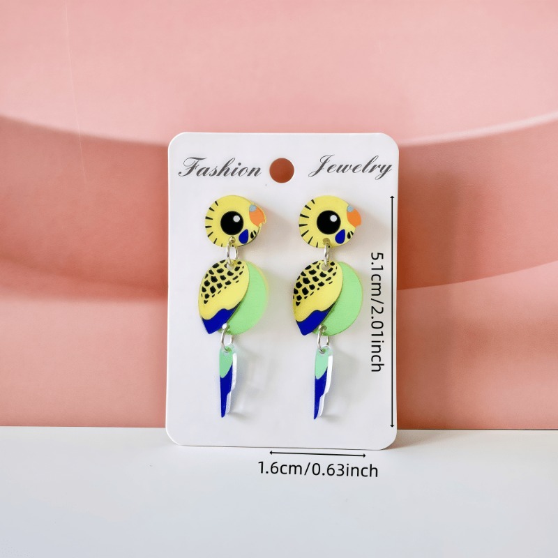 2pc Women's Cute Fun Parrot Pendant Earrings