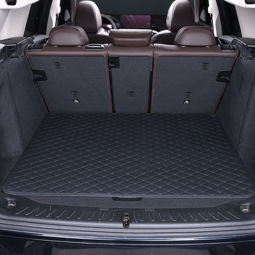 TEMU Universal Car Trunk Mat, Pu Leather Rhombus , Durable Trunk Protector, Suitable For Sedans/suvs/, Car Interior Accessories
