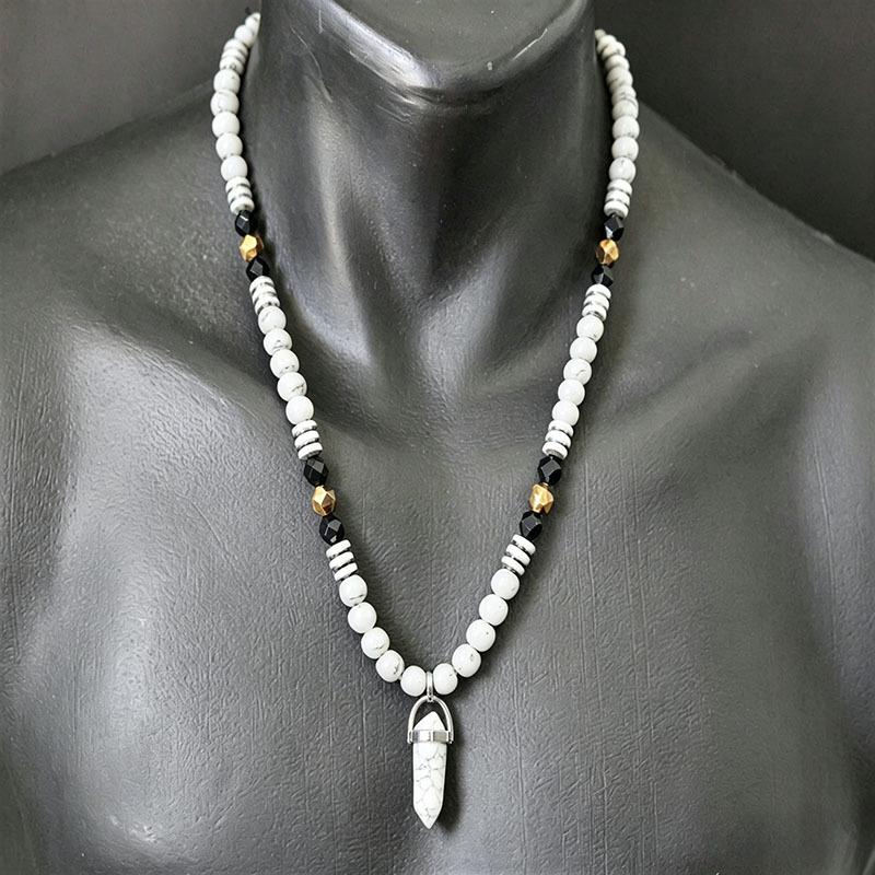 TEMU Natural Stone Pendant Beaded Necklace Holiday Accessory American Day Halloween Thanksgiving Christmas Gift