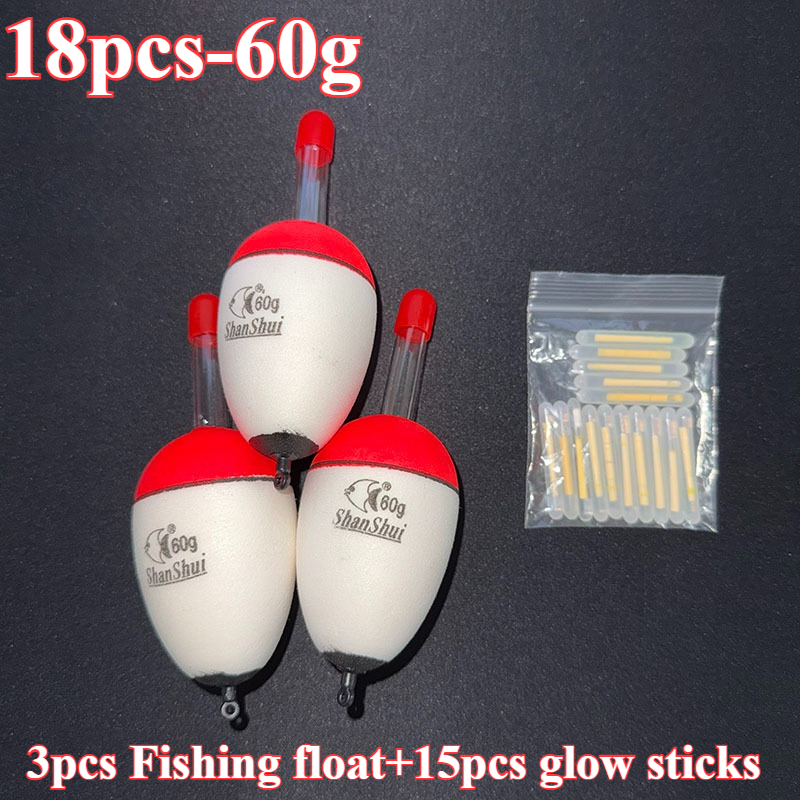 TEMU Ensemble de 18 flotteurs pour la pêche de nuit, flotteurs d' EVA à pour la pêche en mer, argentée et à grand bec, cadeau pour pêcheur, batterie